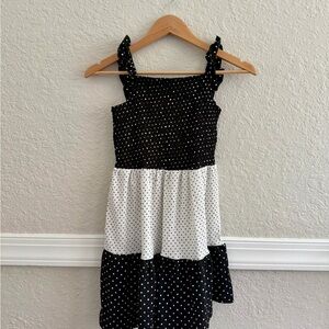 NWT Zara Girls Polka Dot Tiered Dress Size 11–12 (148 cm) Black & White